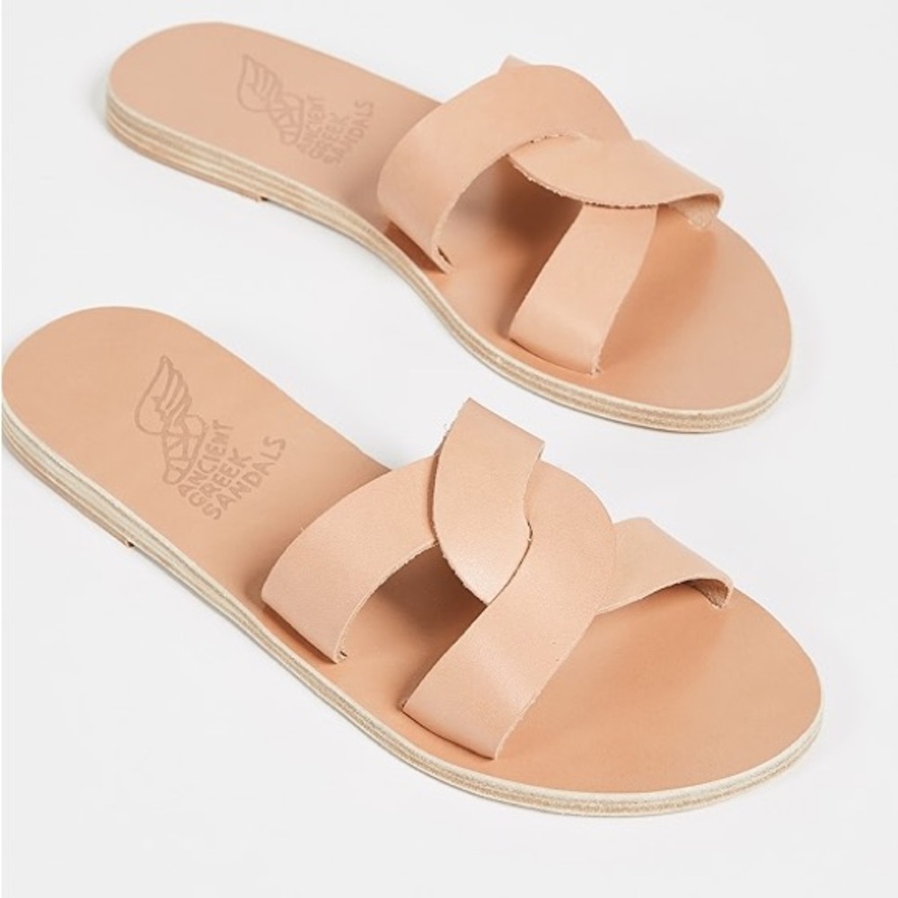 Ancient Greek Sandals Desmos Slides in Natural Leather Sz 36